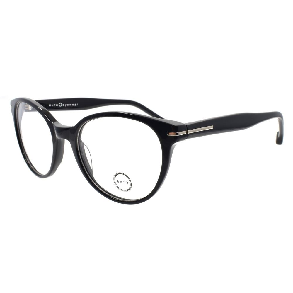 Aura Eyewear Uptown BLK Eyeglasses Frames Acetate 50-19-140 Black
